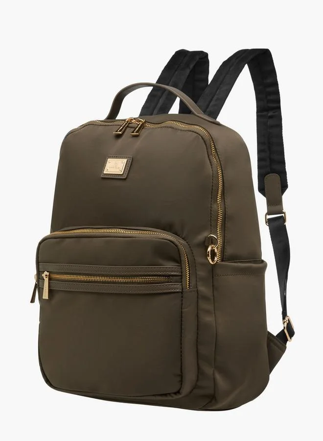 Flora Bella By Shoexpress KHAKI Solid Backpack With Pouch for Women | Best Price UAE